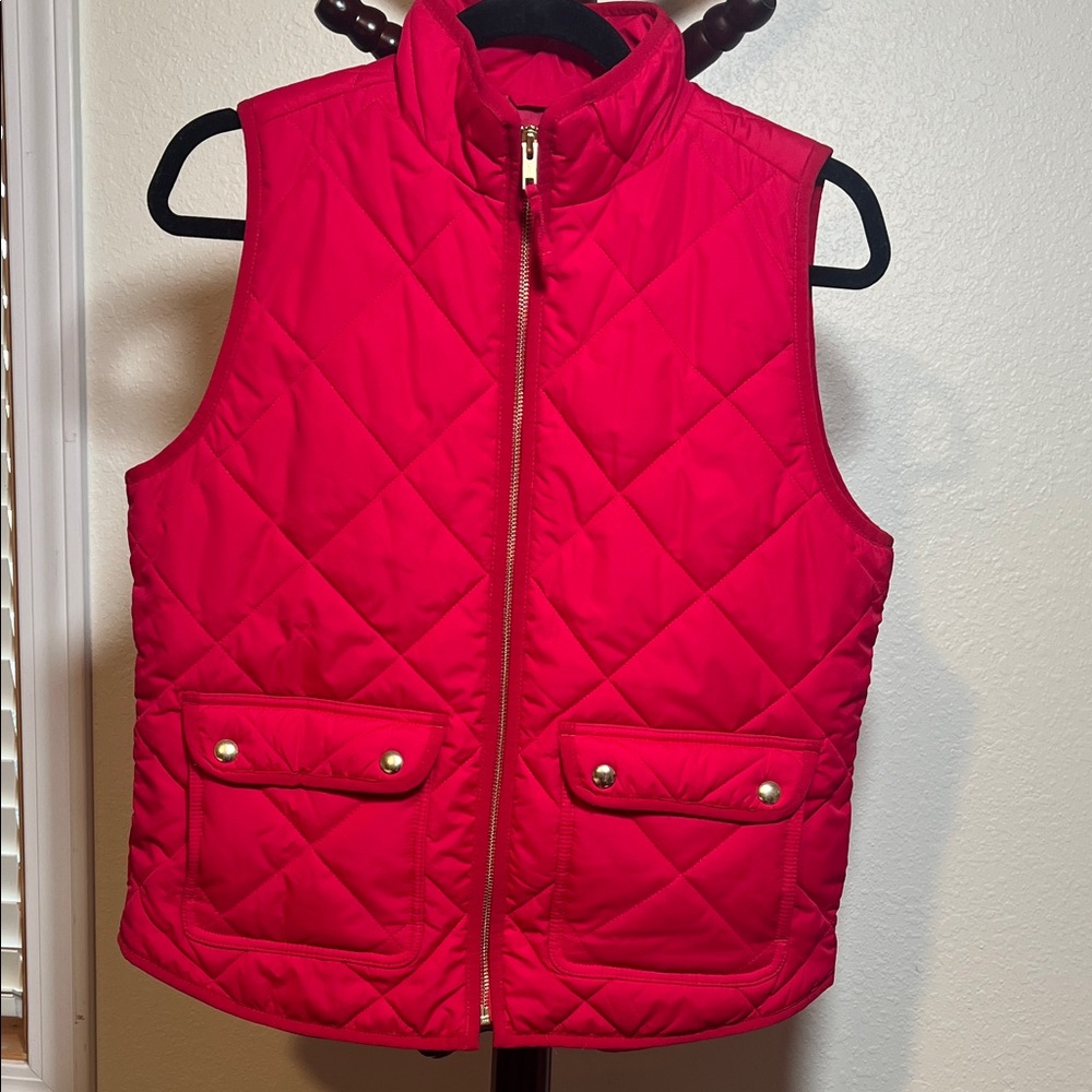 J. Crew Women's Red Quilted Vest